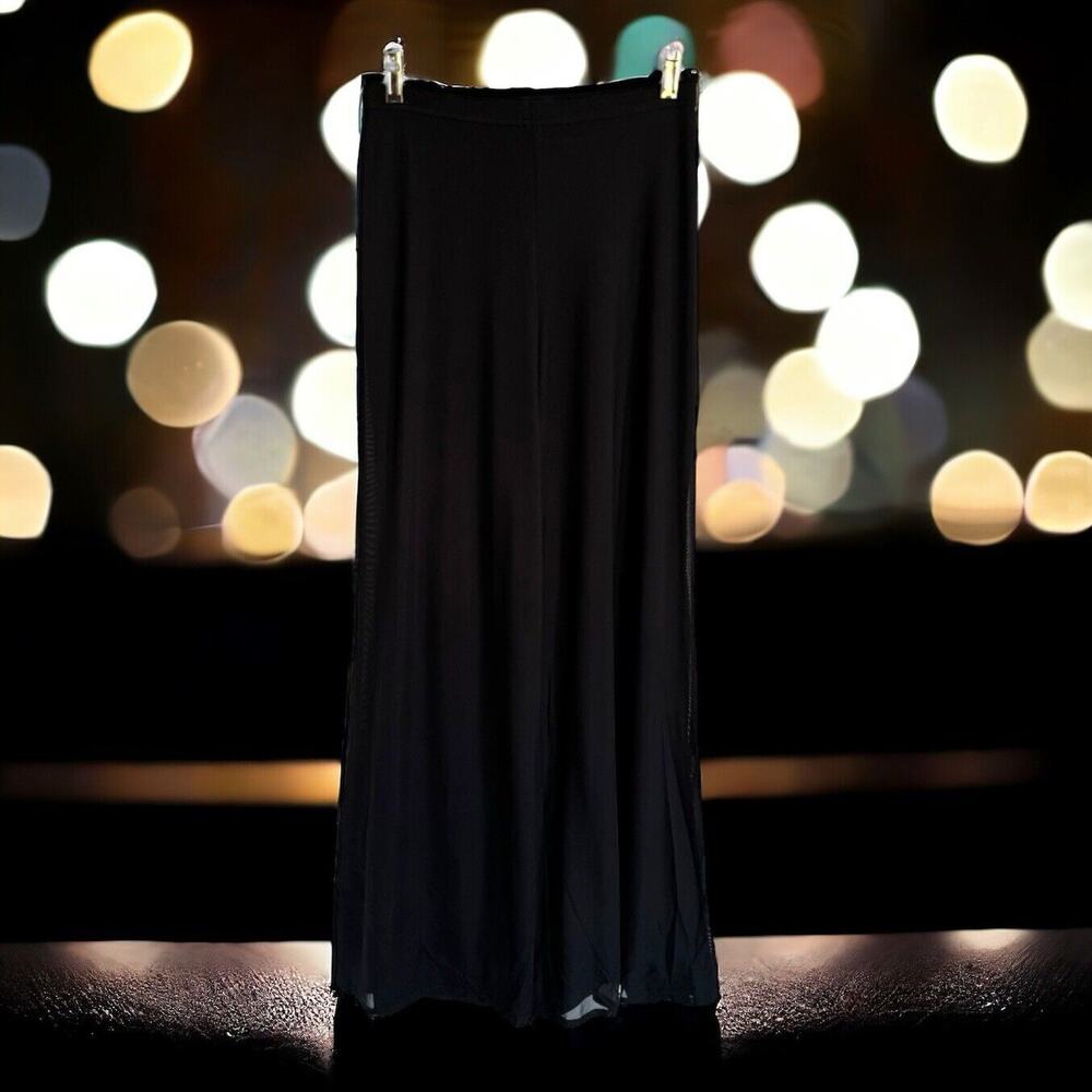 TADASHI Collection Womens Pants Size S Black Stretch Mesh Lined Pull On Wide Leg